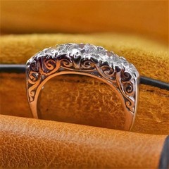 Round Cut Lab Created Diamond Art Deco Style 14K White Gold FN Engagement Ring
