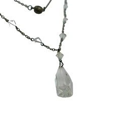 Vintage Crystal Necklace Snap Closure 15″ Silver Plated Estate