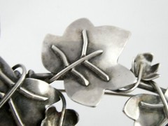Designer OV Sterling Silver Ivy Vine Leaves Brooch Pin 925 16.5g 3.25 Inches