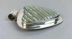 Vintage Modernist Mexico HUGE Sterling Silver Abalone Slider Pendant 30g