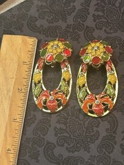 Vintage José Maria Barrera for Avon Convertible Floral Enamel Clip Earrings