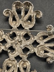 Vtg Jeunique Signed Silver Maltese Cross Pendant Brooch Pin 1970s Ribbon Scroll