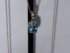 Vintage 10K Gold Blue Topaz Necklace And Matching Earrings So Pretty