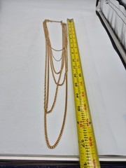 Vintage Monet Gold Tone Multi Strand Chain Necklace 17in Signed Statement
