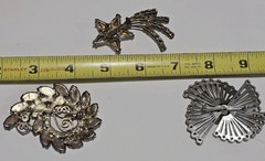 Lot Of 3 VTG Rhinestone Brooches 2 To 2.5 Inches Prong Settings Unsigned
