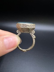 Rare Vintage Green Agate Lion Intaglio Ring Size 8.25 Lion Signet Ring Hand