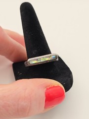 Vintage Sterling Ring with Abalone Inlay