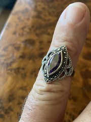 markasite and amethyst sterling silver ring siz 5.5