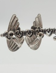 Napier Earrings Silver Tone Pierced Art Deco Vintage Floral 1.25 in