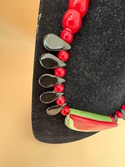 Flying Colors Watermelon Ceramic Vintage Necklace And Clip Earrings ds20