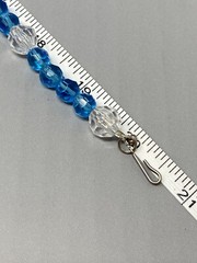 Glass Bead Necklace Blue Faceted Beads Flower Lampwork Center White Acrylic 21″