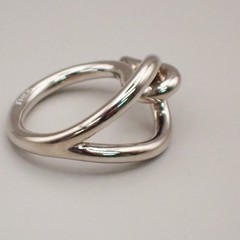 HERMES Logo Jumbo Scarf Ring Silver Accessories 05MA471