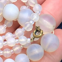 Vintage Graduated Satin Moonstone Opalite Moonglow Beaded Necklace