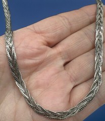 Vintage Women’s Napier Silver Tone Plated Braided Weaved Necklace 23” 5mm