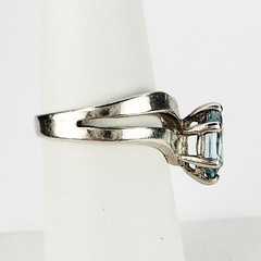 Baby Blue Topaz Marquise Cut Solitaire Sterling Silver Cocktail Ring Size 5.75