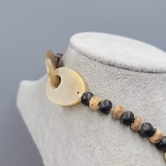 West African Buffalo Horn Necklace Hand Carved Large Statement Beads 24″