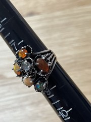 vintage sterling silver brutalist mexican fire opal ring size 8 beautiful OOAK