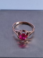 Old Vintage Soviet Union Silver 875 Ring USSR Red Stone Ruby Size US 6 (16.5 mm)
