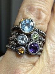 21. T&Co Town and Country Sterling 925 14K Stackable Gemstone Rings 6-6.25s, 5pc