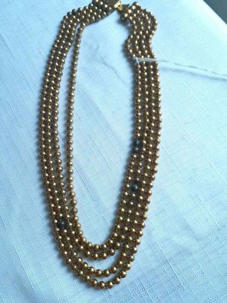 Vintage Gold Tone Chain Necklace 15.5 Inches. 4 Strands. As Pictured -VM111