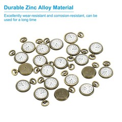 30Pcs 0.67×0.43″ Zinc Alloy Watch Clock Charm Pendant, Bronze Tone