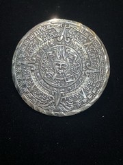 Vintage Mexico Sterling Silver Mayan Aztec Calendar Brooch Pin Pendant
