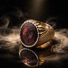 🩸 Hand-Engraved Art Silver Ring Piece-Unique Cherry-Red Masterpiece 🩸