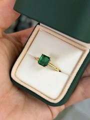 2.60 Ct Natural Emerald Art Deco Vintage Engagement Ring 14K Yellow Gold Over