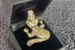 Vintage Alligator Statement Ring-Multicolor Gemstones-size 10.5