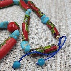 Vintage Venetian Gabri Style Glass Howlite Stone Beaded Necklace