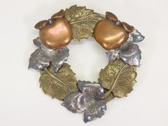 Autumn Fall Brooch Pins Lot Enamel Leaves Corn Stalk Pumpkin Wreath VTG D2804