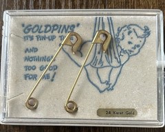 Vintage Goldpins Novelty 24 Karat Gold Plated Diaper Pins