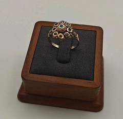 Vtg US8.25 Rose Gold Plated Green Stone Cocktail Ring 3.07g