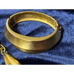 Vintage Matte Gold Abstract Stem Choker Necklace Bracelet Earrings Set 90’s