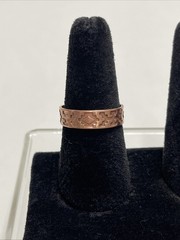 Vintage WM Wheeler Solid Copper Signed Aztec Print Fashion Band Ring 11.5