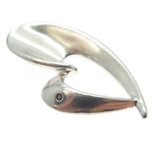 925 Sterling Silver Vintage Real Diamond Open Heart Modernist Slide Pendant