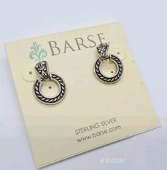 Sterling Silver BARSE Dangle Pierced Earrings Vintage .75 in