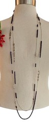 Henri Bardel Silver Tone Purple Clear AB Faceted Crystal Signature Necklace