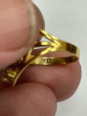 Antique European 585 14k Yellow Gold SYN Star Sapphire And Diamond Ring Size 5.5