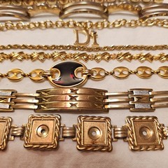Vintage Gold Tone Bracelet Lot OF 10 Estate Costume Jewelery Links LooP DI B85