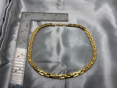 Vintage Gold Tone Choker Rectangle Box Links Chain 15″ LES BERNARD? READ