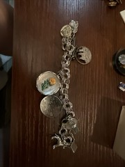 Vintage 925 Sterling Silver Charm Bracelet Loaded 7 Charms
