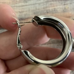 Vintage pierced lever back silver tone 925 post hoop earrings