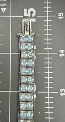 Art Deco Style Ice Blue Rhinestone Choker Collar Necklace Princess Cut VTG 14.5”