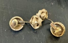 Vintage Brushed Gold Tone Red Crystal Flower Brooch & Reversible Earrings Set