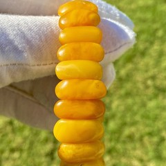 Vintage Natural Baltic Amber Stretch Bracelet Butterscotch Egg Yolk Panels 7,5”