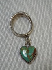 Joan Slifka Designs STERLING SILVER Turquoise Dangle Heart Ring Size 5.5 6g
