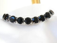 Sterling Silver 925 Natural 50tcw Black Spinel Tennis Bracelet 8″