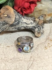 21. T&Co Town and Country Sterling 925 14K Stackable Gemstone Rings 6-6.25s, 5pc