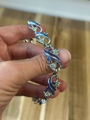 coro bracelet blue and silver toned with blue rhinestones.